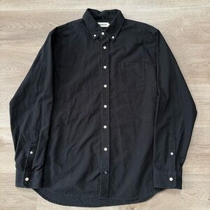 Taylor Stitch Sz 44 Organic Cotton Jack Shirt Oxford Button Down Black Indigo